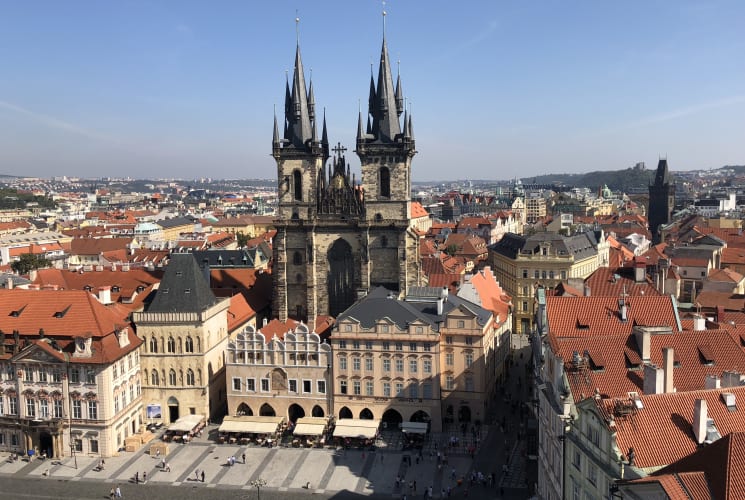 An aerial view of Prague, Czech Republic.